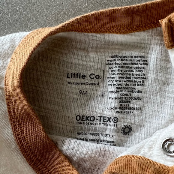 LITTLE CO Besties Matching Tee & Shorts set, Cream & Camel, 9m - Picture 5 of 9